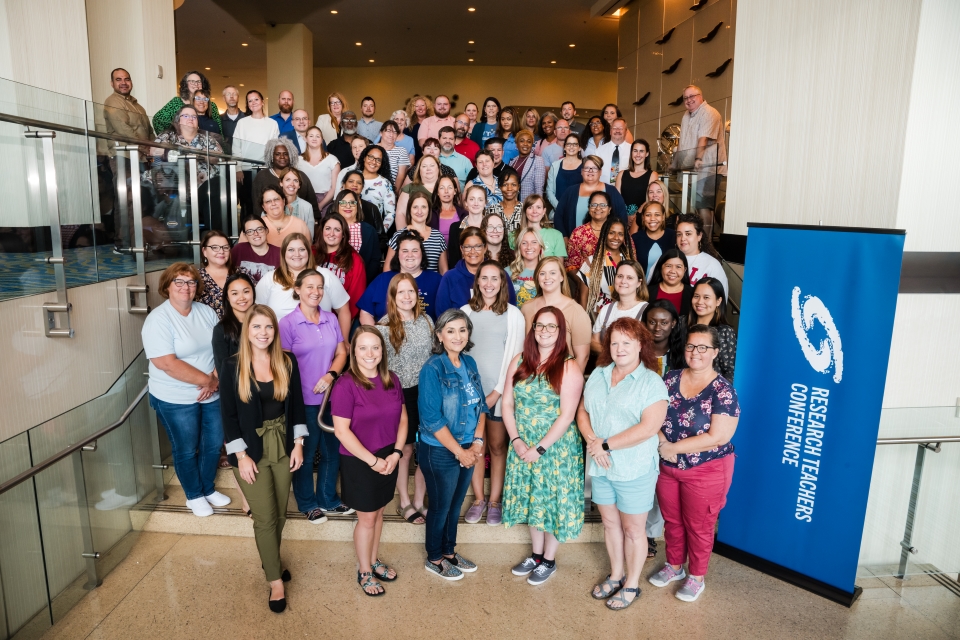 Group shot of all participants of the 2023 Middle School Research Teachers Conference